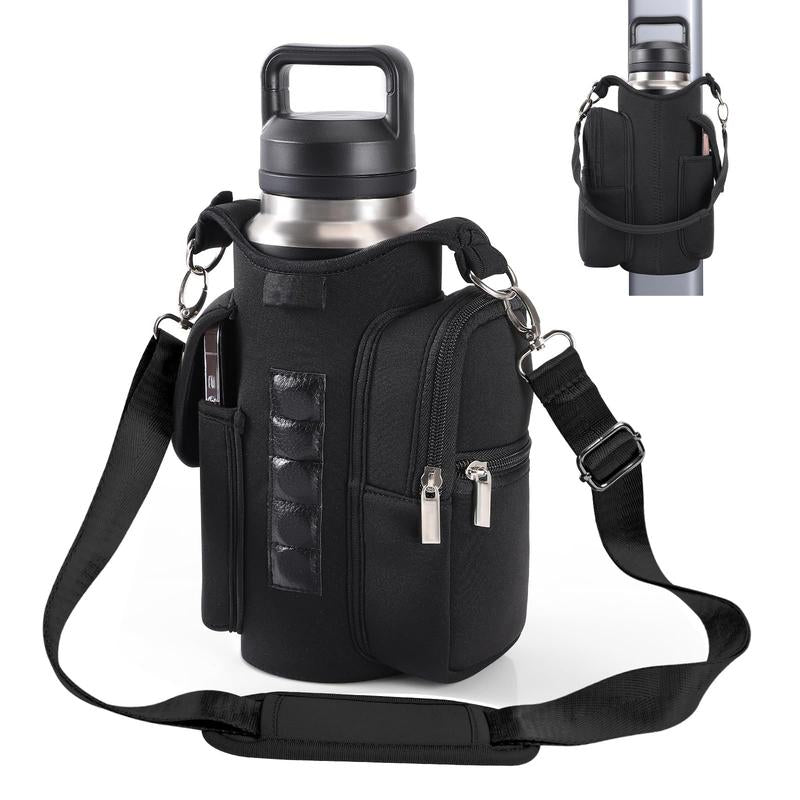 Magnetic Gym Bag for Men and Women with Water Bottle Holder, Phone Pockets, Shoulder Strap, and 5 Built-In Magnets, Diameter 3.9" - Gym Accessories Organizer