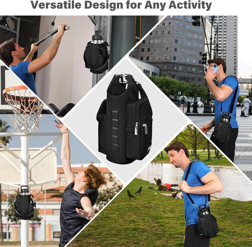 Magnetic Gym Bag for Men and Women with Water Bottle Holder, Phone Pockets, Shoulder Strap, and 5 Built-In Magnets, Diameter 3.9" - Gym Accessories Organizer