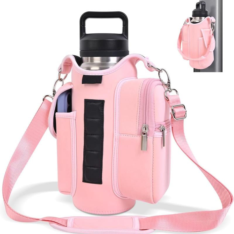 Magnetic Gym Bag for Men and Women with Water Bottle Holder, Phone Pockets, Shoulder Strap, and 5 Built-In Magnets, Diameter 3.9" - Gym Accessories Organizer